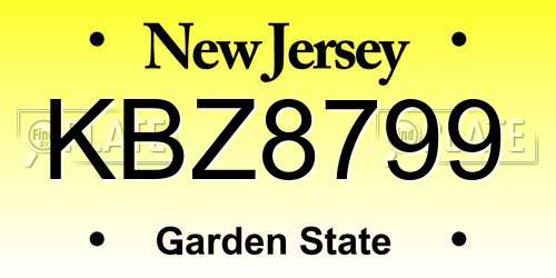 KBZ8799 New Jersey License Plate