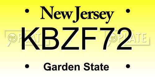 KBZF72 New Jersey License Plate