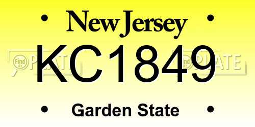 KC1849 New Jersey License Plate