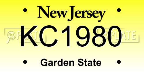 KC1980 New Jersey License Plate