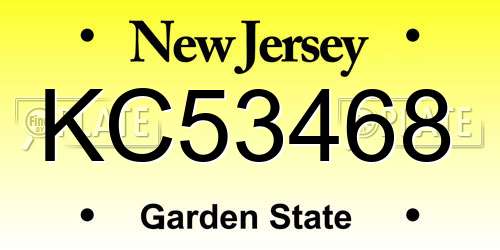 KC53468 New Jersey License Plate