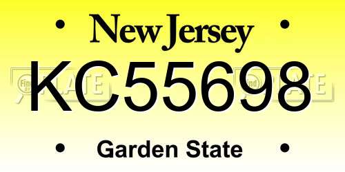 KC55698 New Jersey License Plate