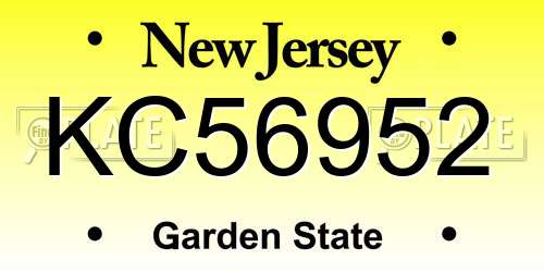 KC56952 New Jersey License Plate