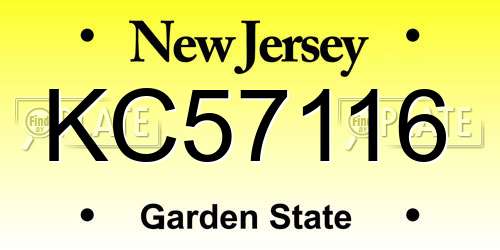 KC57116 New Jersey License Plate