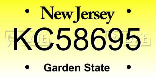 KC58695 New Jersey License Plate