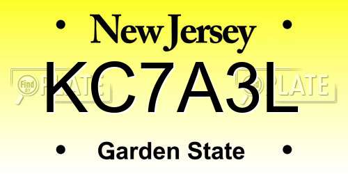 KC7A3L New Jersey License Plate