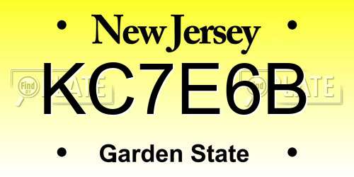 KC7E6B New Jersey License Plate