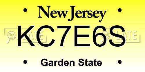 KC7E6S New Jersey License Plate