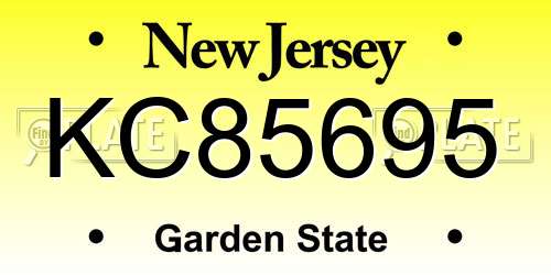 KC85695 New Jersey License Plate