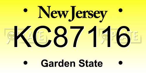 KC87116 New Jersey License Plate