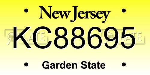 KC88695 New Jersey License Plate