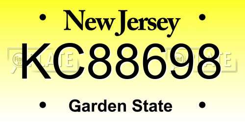 KC88698 New Jersey License Plate