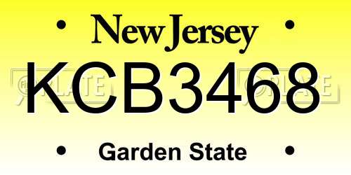 KCB3468 New Jersey License Plate