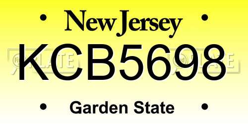 KCB5698 New Jersey License Plate