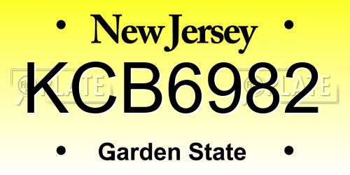 KCB6982 New Jersey License Plate