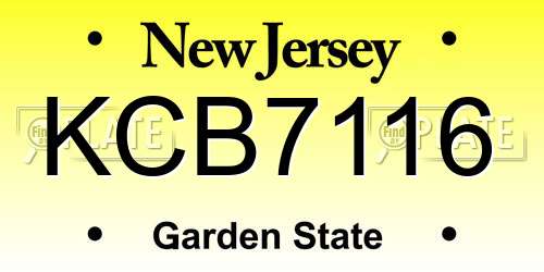 KCB7116 New Jersey License Plate