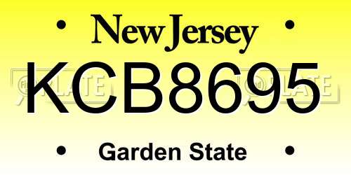 KCB8695 New Jersey License Plate