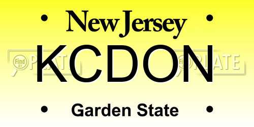 KCDON New Jersey License Plate