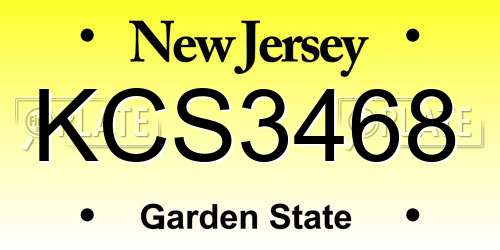 KCS3468 New Jersey License Plate