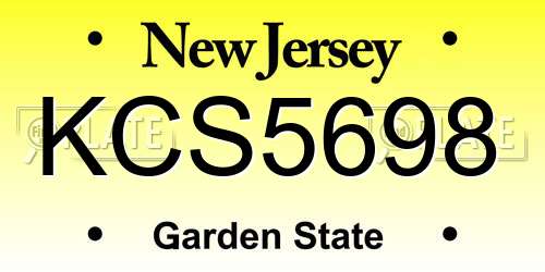 KCS5698 New Jersey License Plate