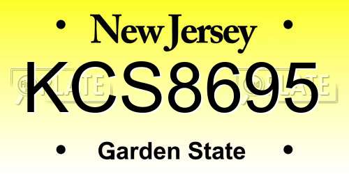 KCS8695 New Jersey License Plate