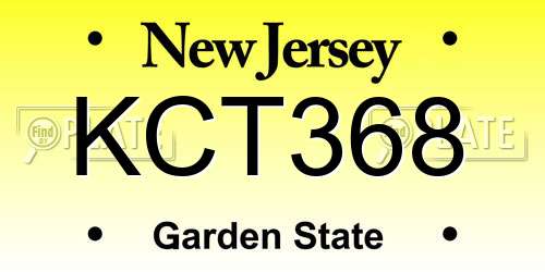 KCT368 New Jersey License Plate