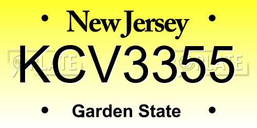 KCV3355 New Jersey License Plate