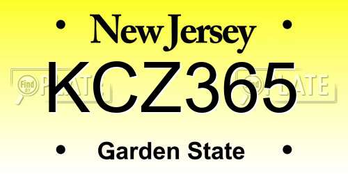 KCZ365 New Jersey License Plate
