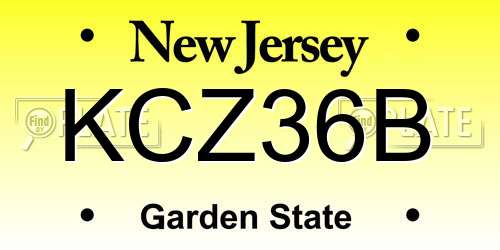 KCZ36B New Jersey License Plate