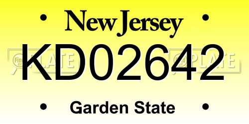 KD02642 New Jersey License Plate