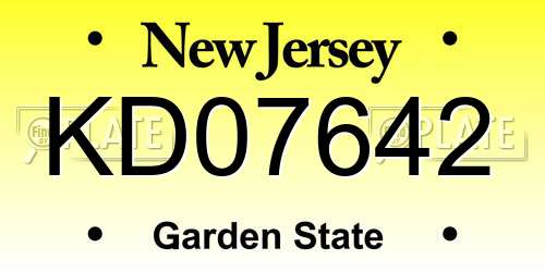 KD07642 New Jersey License Plate