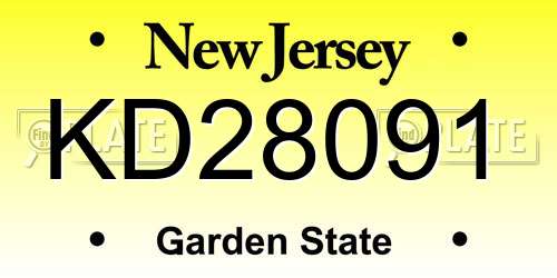 KD28091 New Jersey License Plate