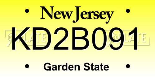 KD2B091 New Jersey License Plate