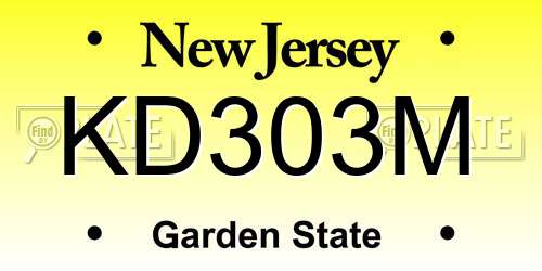 KD303M New Jersey License Plate