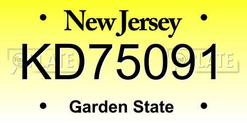 KD75091 New Jersey License Plate