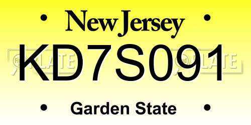 KD7S091 New Jersey License Plate