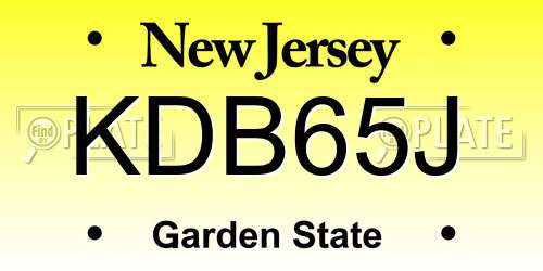 KDB65J New Jersey License Plate