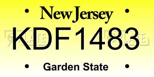 KDF1483 New Jersey License Plate