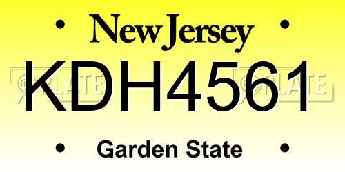 KDH4561 New Jersey License Plate