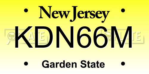 KDN66M New Jersey License Plate