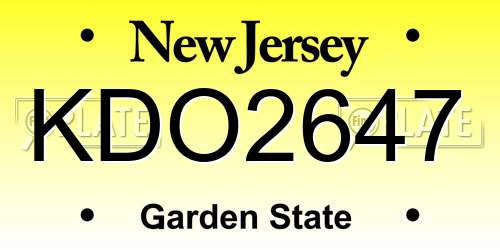 KDO2647 New Jersey License Plate