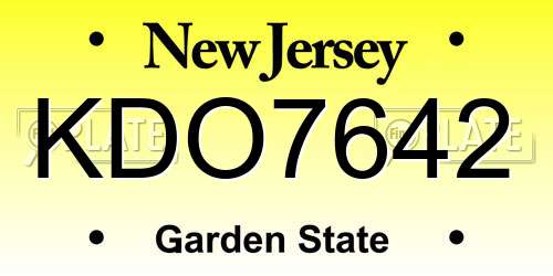 KDO7642 New Jersey License Plate