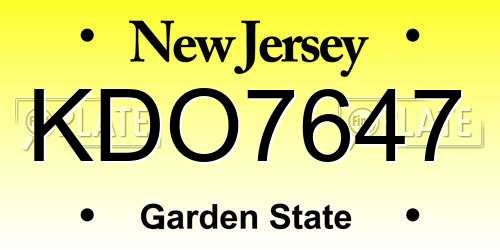 KDO7647 New Jersey License Plate
