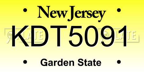 KDT5091 New Jersey License Plate
