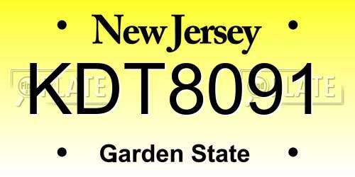 KDT8091 New Jersey License Plate