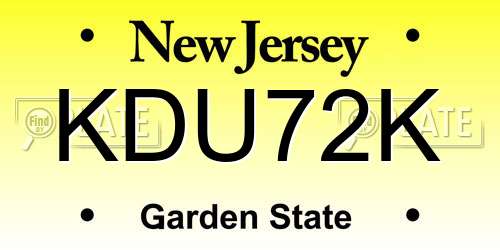KDU72K New Jersey License Plate