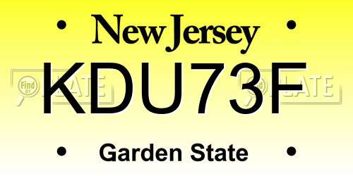 KDU73F New Jersey License Plate