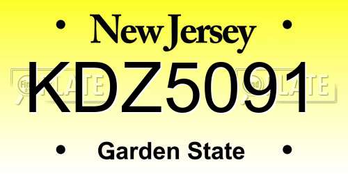 KDZ5091 New Jersey License Plate