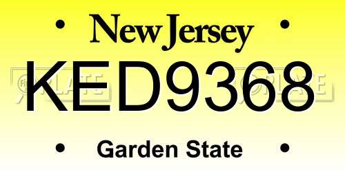 KED9368 New Jersey License Plate