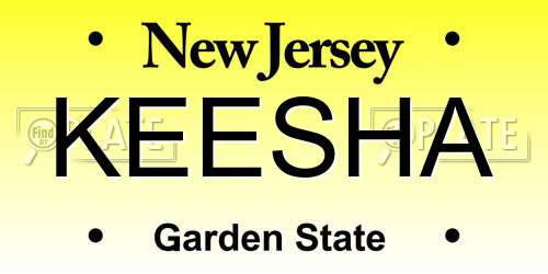 KEESHA New Jersey License Plate